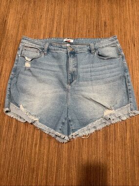 Arula Light Blue Distressed Denim Shorts - Women
